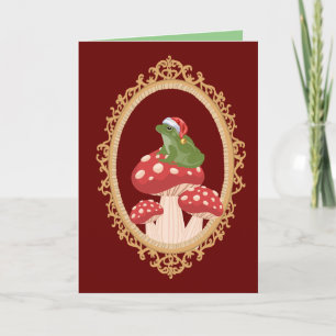 Jul Frog på Mushroom Helgdag Card Inbjudan