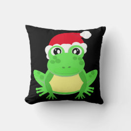 Jul Frog Santa Hat Novelty Funny Black Kudde