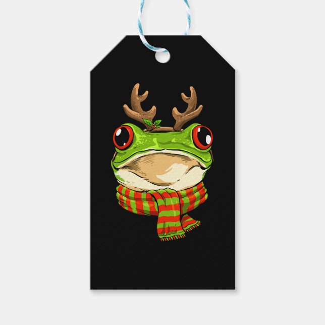 Jul Frog Toad Jultomten Reindeer Julafton Presentetikett (Framsidan)
