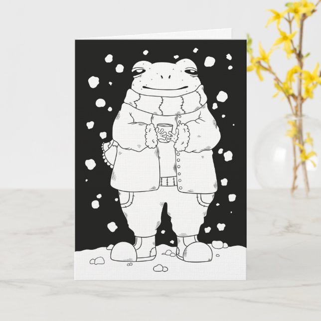 Jul Frosk Kort (Gul blomma)