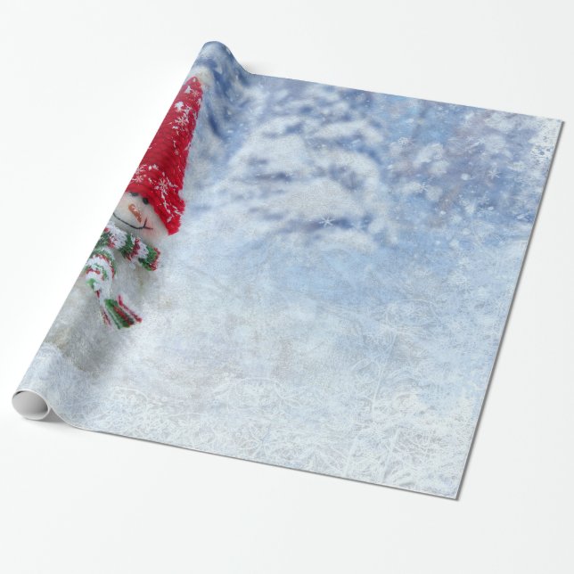 Jul, fryst snögubbe presentpapper (Utrullad)