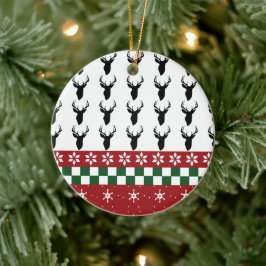 Jul ful jultröja Mönster Snöflinga Hjort Julgransprydnad Keramik