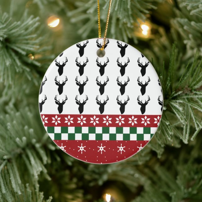 Jul ful jultröja Mönster Snöflinga Hjort Julgransprydnad Keramik (Träd)