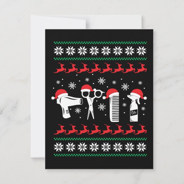 Jul Funny Hairdresser Julafton Helgdag Gift OSA Kort (Framsida)