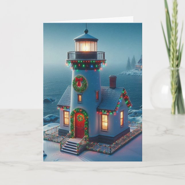 Jul fyr julkort helgkort (Framsida)