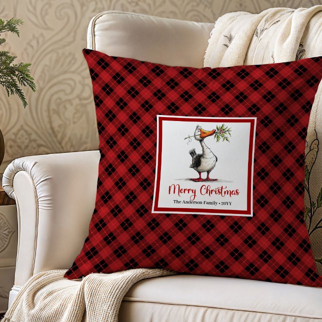 Jul Galna Gäss Tecknad Kudd Täcke Dekor Kudde (Christmas Silly Geese Cartoon Throw Pillow Decor)