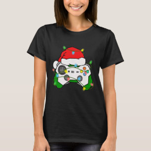 Jul Gaming Spelare Julen Tomte Hatt Videospel Kont T Shirt