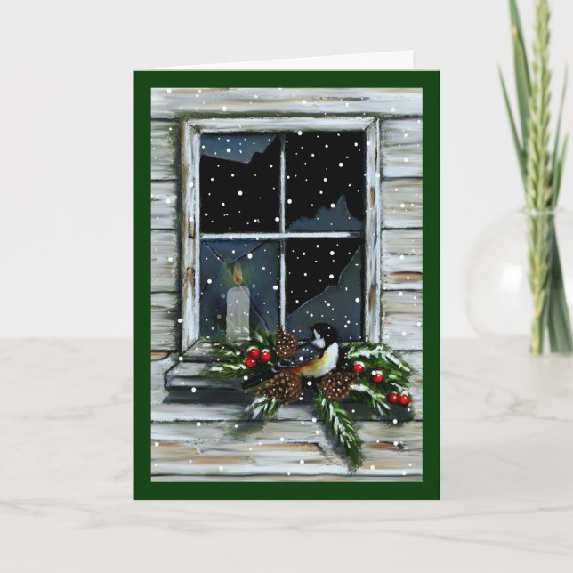 Jul: Gamla Barn-fönstret: Jesus: Light, ljus Helgkort (Framsida)