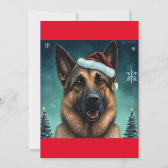 Jul German shepard / Alsatiansk hund-gåva T-Shi Julkort (Framsida)