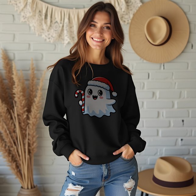 Jul Ghost Candy cane T Shirt (Christmas Ghost Candy Cane Sweatshirt, Holiday Cute Ghost Jumper, Festive Soft Fleece Pullover)