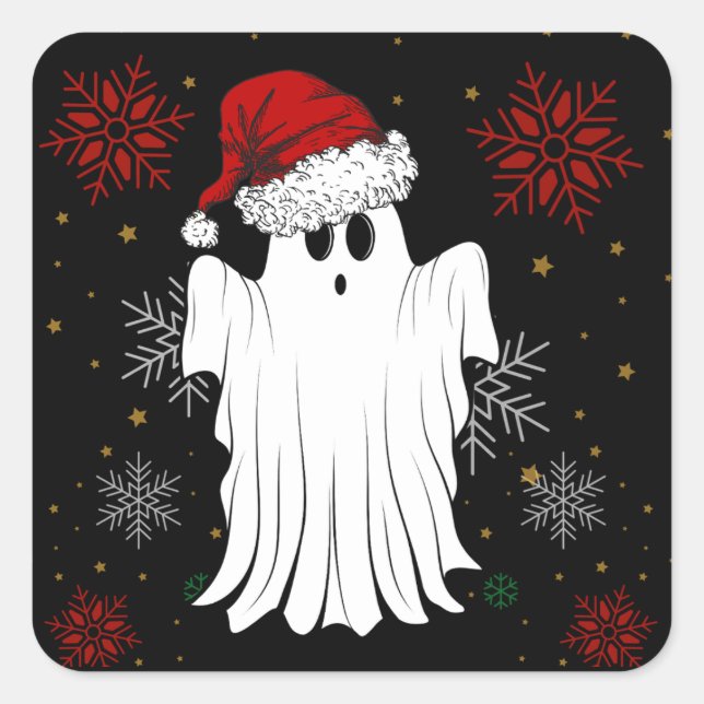 Jul Ghost Fyrkantigt Klistermärke (Framsida)