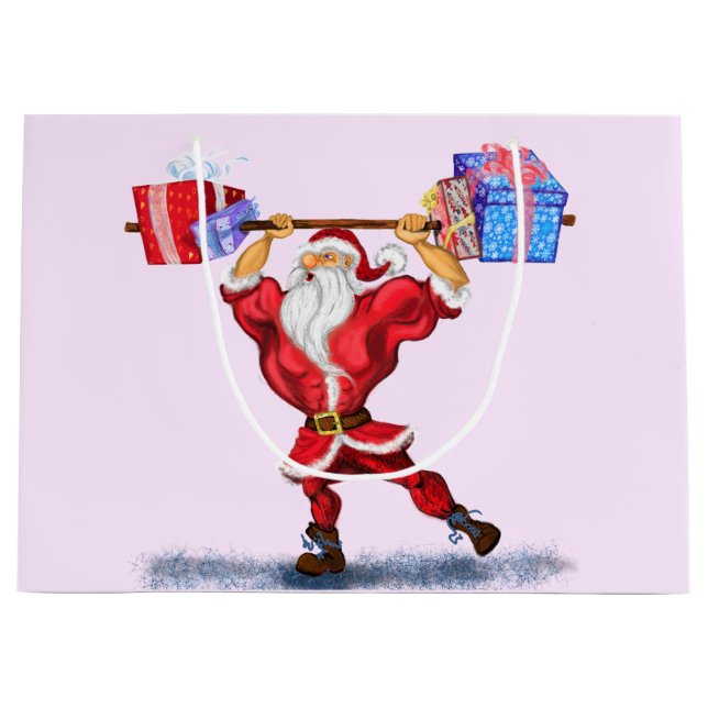 Jul Gift Bag Funny Bodybyggder Santa (Framsidan)