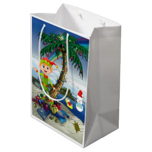 Jul Gift Bags Elf, Beach Bum Santa