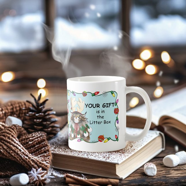 Jul Gift Cat Grönt Funny Kaffemugg (Skapare uppladdad)