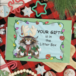 Jul Gift Cat Grönt Funny Kökshandduk