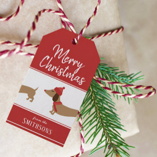 Jul Gift Märkre Dachshund Personlig Doxie Presentetikett