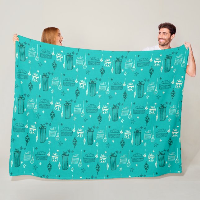 Jul Gift Teal Fleecefilt (På plats)