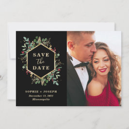 Jul Gilded Greenery on Black | Foto Spara Datumet