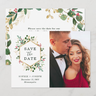 Jul Gilded Greenery on White Foto Spara Datumet