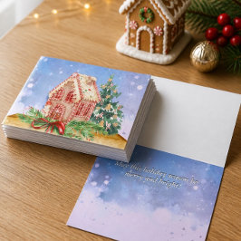 Jul Gingerbreadshus Vattenfärg Lyckönskning Kort