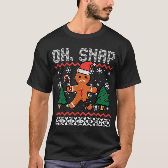 Jul Gingerbröd Brken Oh Snap Ugly Julafton T Shirt (Framsida)