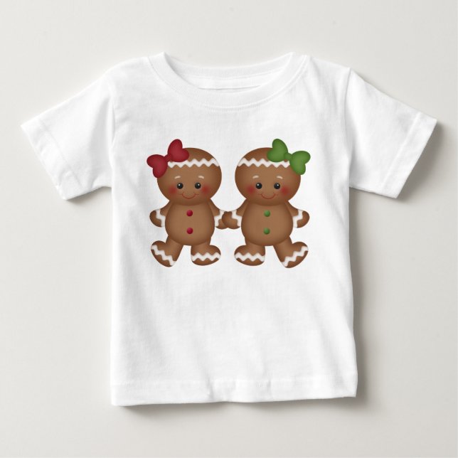 Jul Gingerbröd flicka-tackskjorta T-shirt (Framsida)