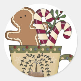 Jul Gingerbröd Holiday Greetings Runt Klistermärke