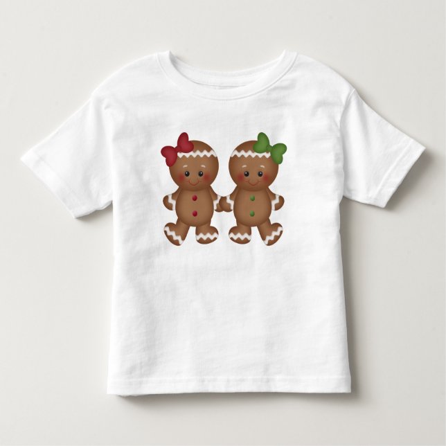 Jul Gingerbröd småbarn flickans t-shirt (Framsida)