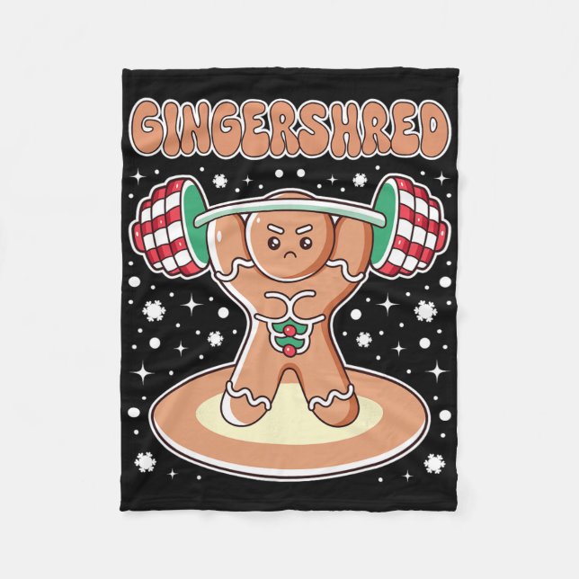 Jul Gingershred Funny Pepparkaksgubbe Gym Bo Fleecefilt (Framsidan)