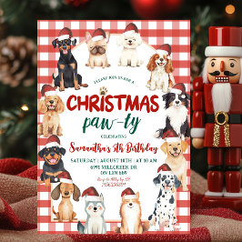 Jul Gingham Hund Paw-ty Djurälskare Födelsedag Inbjudningar