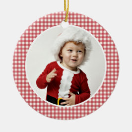 Jul Gingham Photo jul Ornament År