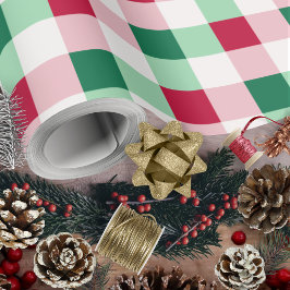 Jul Gingham - Red, Grönt and White Presentpapper