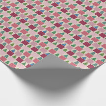 Jul Gingham Wrapping Papper med Helgdag Träd
