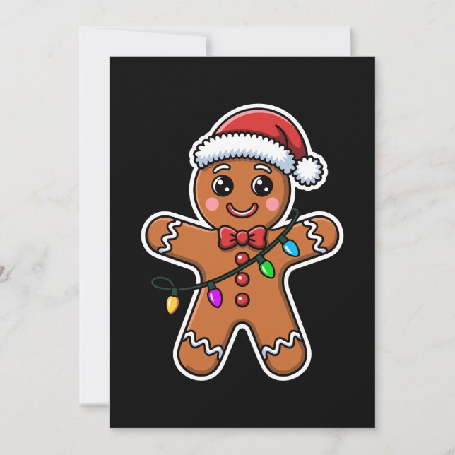 Jul Gingubbe Santa Hatt Ljus Jul Inbjudningar (Framsida)
