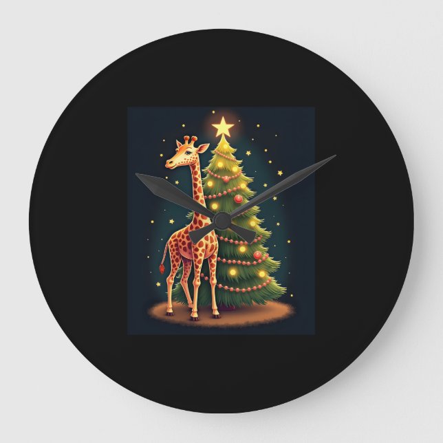Jul Giraff Officiell Träd Toppare Rolig Lång  Stor Klocka (Framsida)