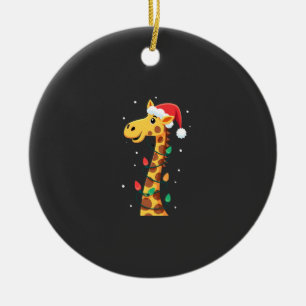 Jul Giraff Santa Hatt Ljus Giraff Män Kvinn Julgransprydnad Keramik
