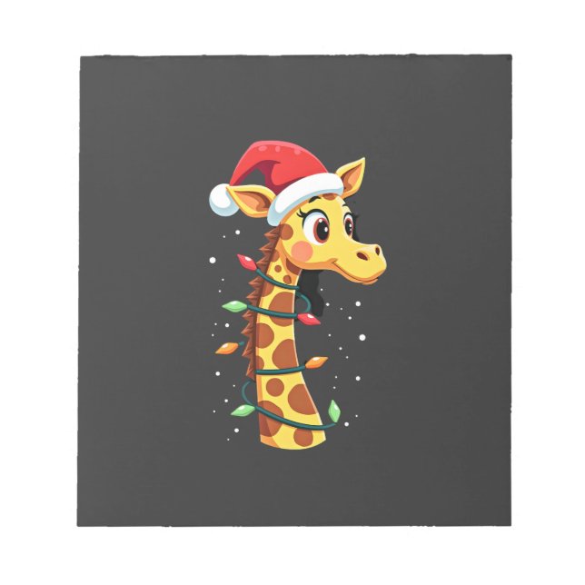 Jul Giraff Santa Hatt Ljus Giraff Män Kvinnor Anteckningsblock (Framsida)