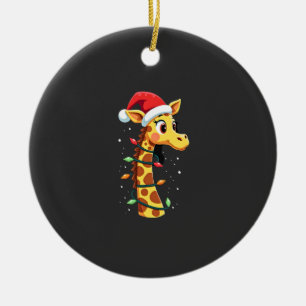 Jul Giraff Santa Hatt Ljus Giraff Män Kvinnor Julgransprydnad Keramik