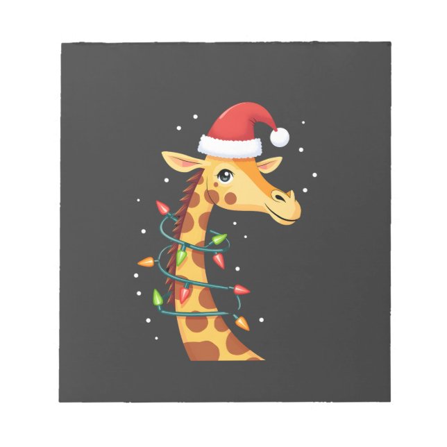 Jul Giraff Santa Hatt Ljussatta Giraff Män Kvinnor Anteckningsblock (Framsida)