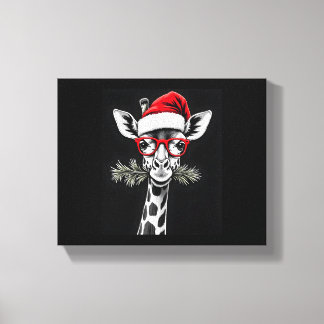 Jul Giraff Santa Hatt Pajamas Present Familjematta Canvastryck