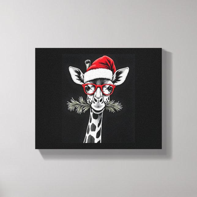 Jul Giraff Santa Hatt Pyjamas Present Familjematta Canvastryck (Framsida)