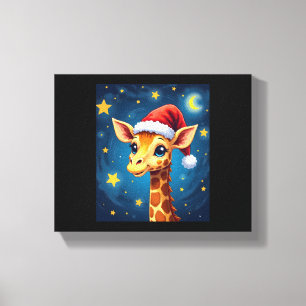Jul Giraff Santa Hatt Stjärnklar Natt Holiday L Canvastryck