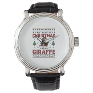 Jul Giraff släde Rolig Holiday T-Shirt Des Armbandsur