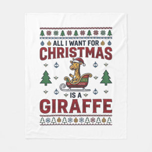 Jul Giraff släde Rolig Holiday T-Shirt Des Fleecefilt