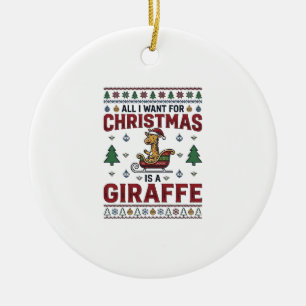 Jul Giraff släde Rolig Holiday T-Shirt Des Julgransprydnad Keramik