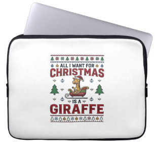 Jul Giraff släde Rolig Holiday T-Shirt Des Laptop Fodral