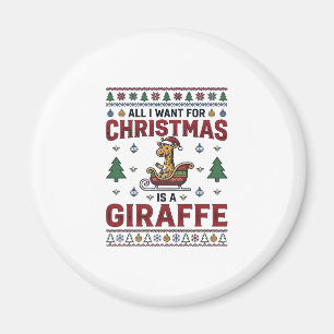 Jul Giraff släde Rolig Holiday T-Shirt Des Magnet