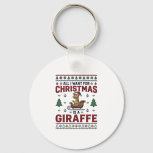 Jul Giraff släde Rolig Holiday T-Shirt Des Nyckelring