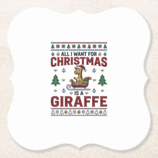 Jul Giraff släde Rolig Holiday T-Shirt Des Underlägg Papper