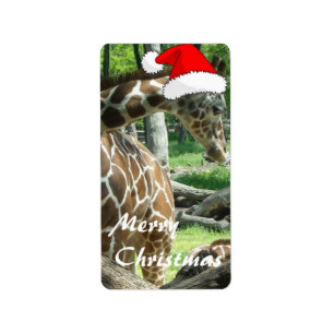 Jul Giraffe Adressetikett